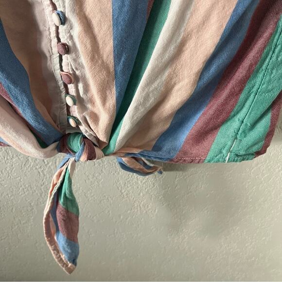 Madewell Novel Tie-Front Button Top in Flagstaff Stripe - Picture 5 of 7